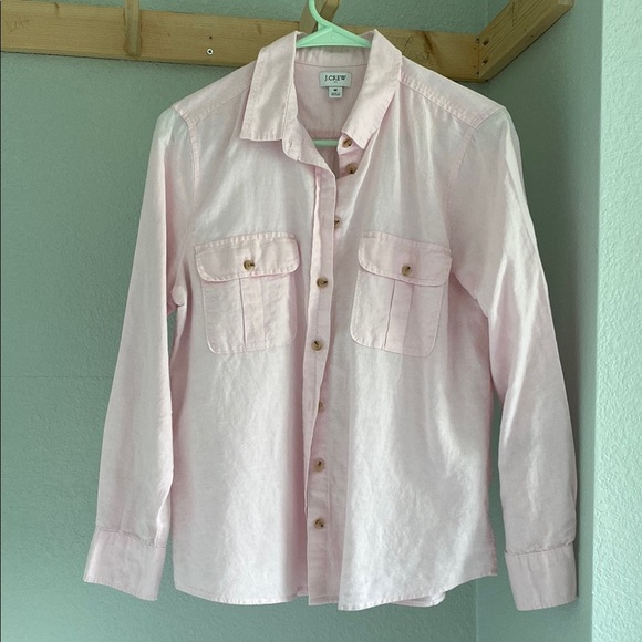 J. Crew light Pink linen/cotton blend Button-Up Shirt - Picture 1 of 7